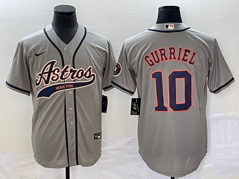 Men's Houston Astros Yuli Gurriel #10 Gray Jersey Joint Edition